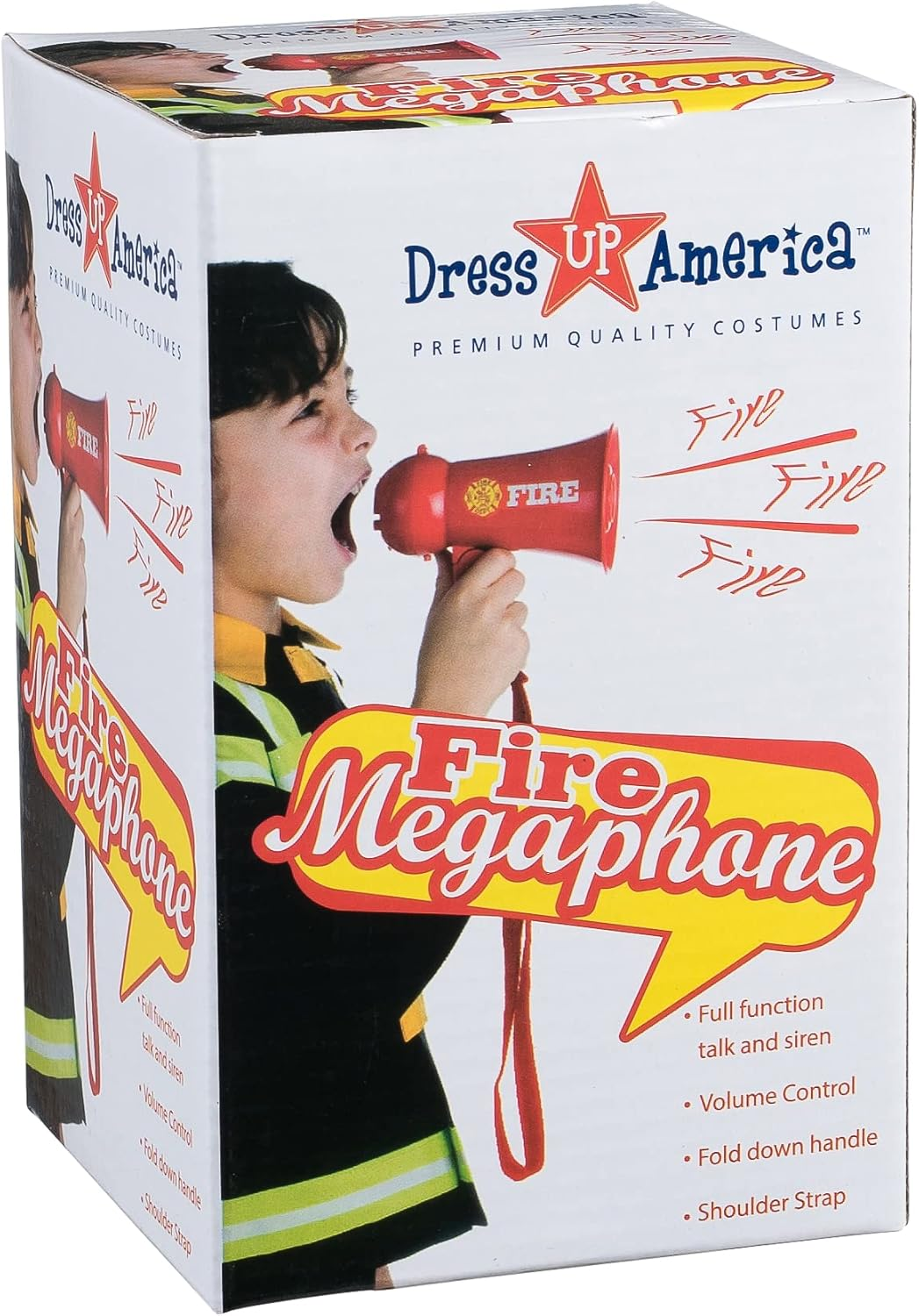 Dress up America 911 Pretend Play Kids Fire Fighter'S Megaphone (Bullhorn) with Siren Sound and Handheld Mic Toy, Red image number 2