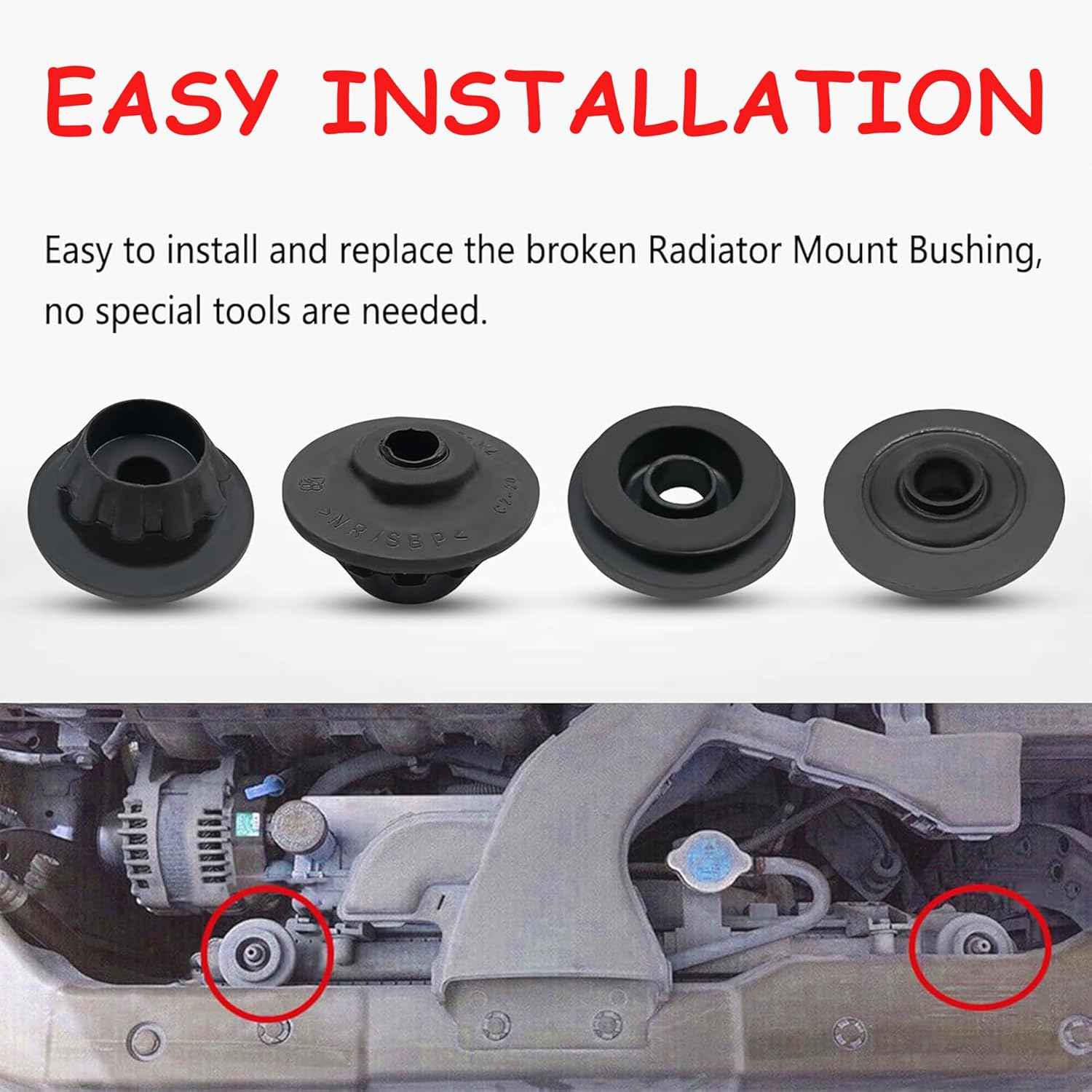 4Pcs Car Radiator Mount Bushing,Water Tank Gasket,Rubber Radiator Compatible with Nissan Altima, Cube, NV200, Sentra, Versa, Pathfinder, Rogue, and Murano,Replaces#21507-4M400#21506-4M400 image number 4
