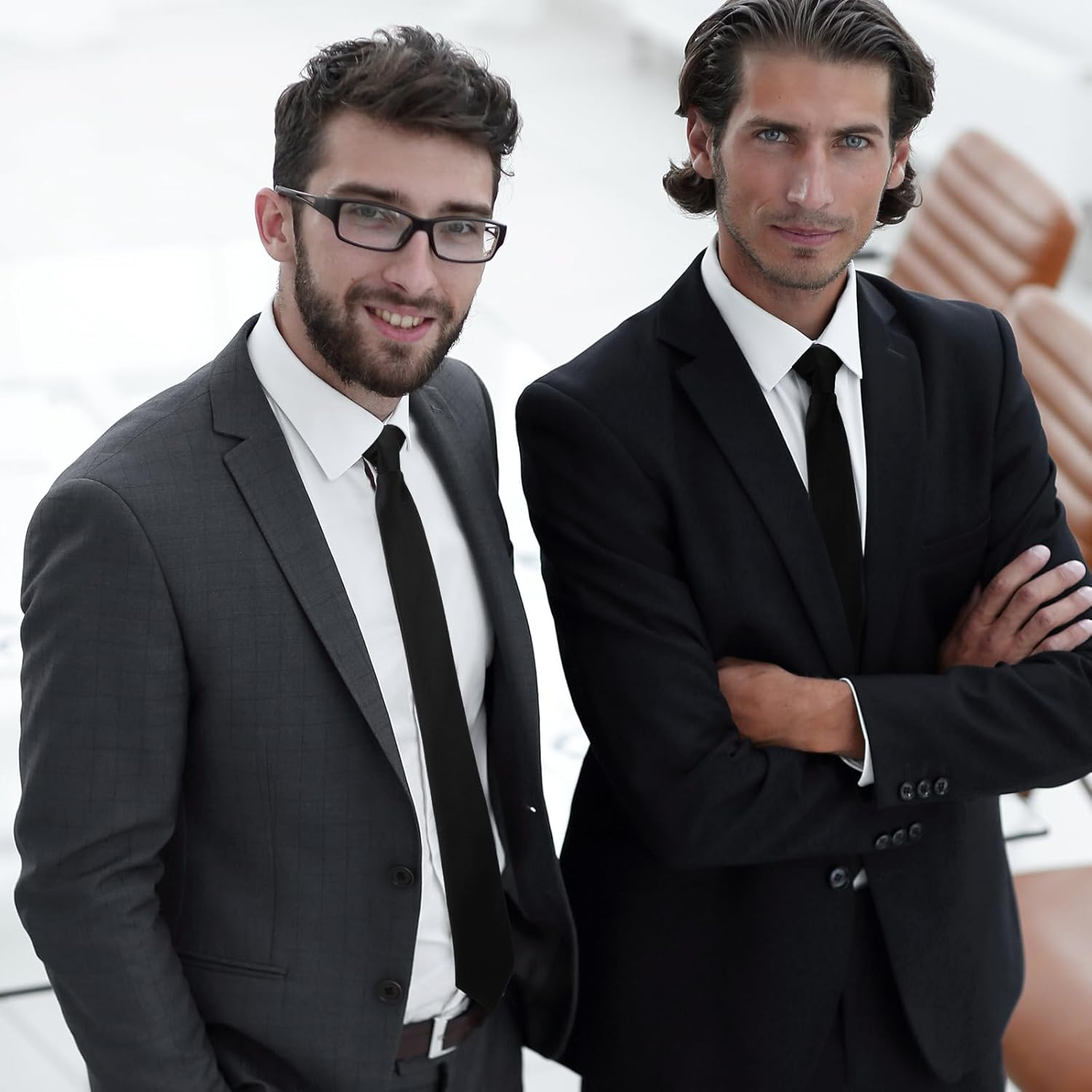 Janmercy Clip on Tie for Men 20 Inch Solid Skinny Formal Neck Tie Pretied for Office School Wedding Business Uniforms image number 3