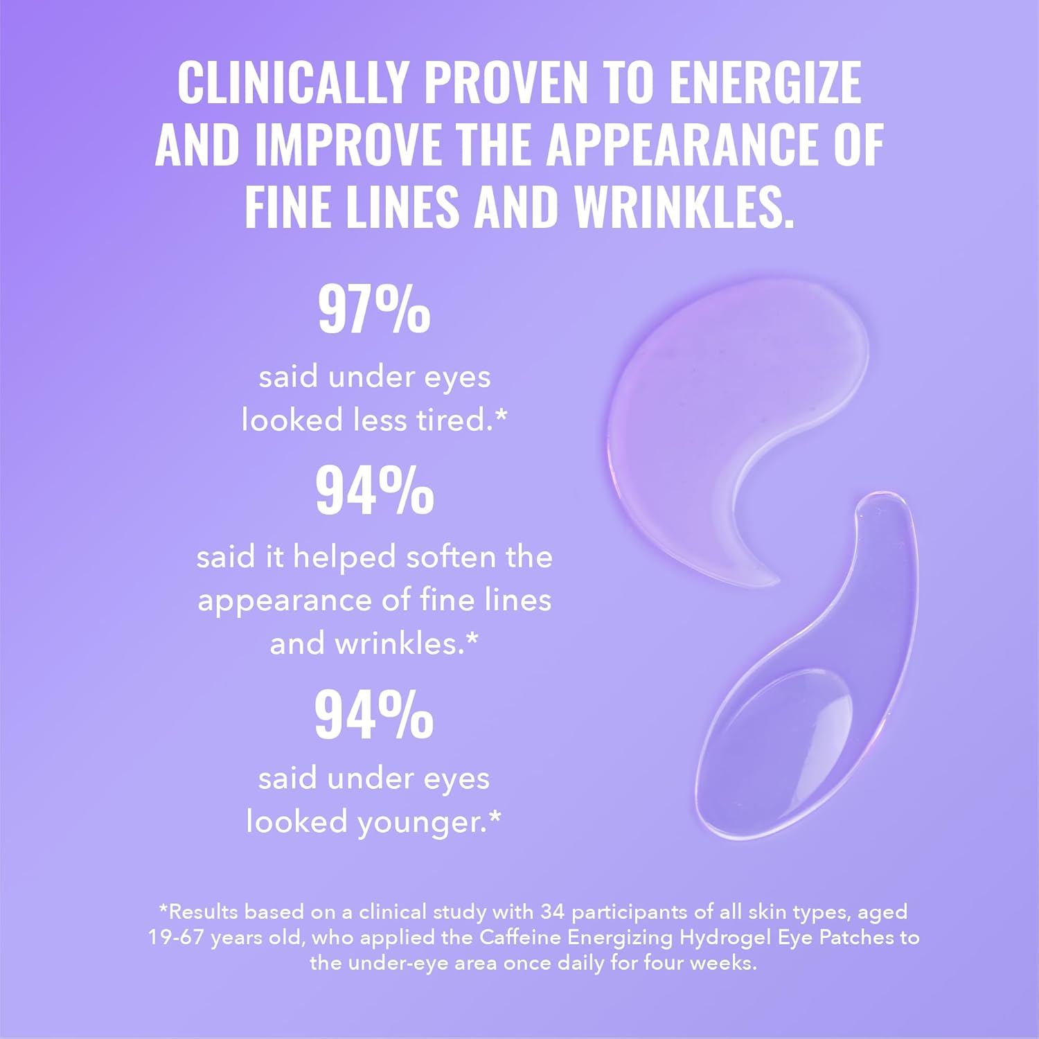 Good Molecules Caffeine Energizing Hydrogel Eye Patches - Eye Mask with Hyaluronic Acid Hydrate and Reduce Puffiness - Pack of 30, Skincare for Face image number 1