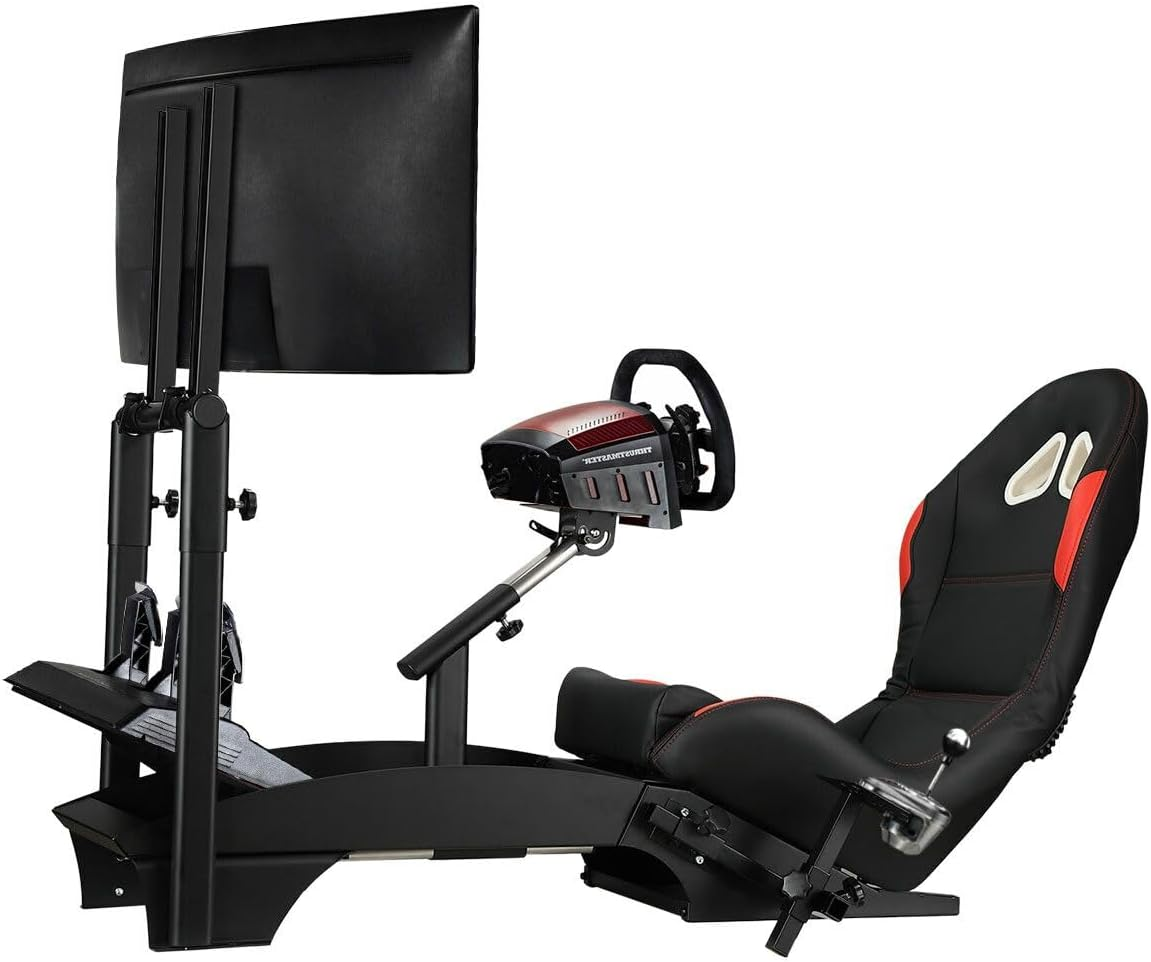 AUSWAY Racing Simulator Gaming Chair with Monitor Stand Racing Wheel Stand Cockpit Adjustable with Seat Logitech G25 G27 G29 G920 Xbox Xbox360 PS2 PS3 PC WII image number 1