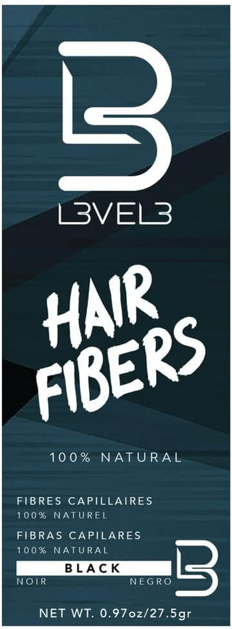 L3VEL3 Cover Bald Spot Hair Fibers Powder 27.5 G, Black
