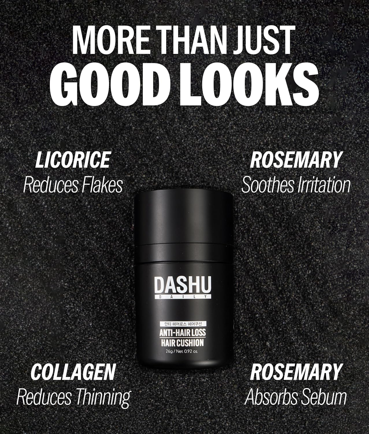 DASHU Daily Hair Cushion for Hair Fall | Hair Fibers for Thinning Hair Temporary Hair Color for Gray Hair Coverage Root Concealer Hairline Powder | Waterproof Bald Spot Cover up for Men 16G (Black)