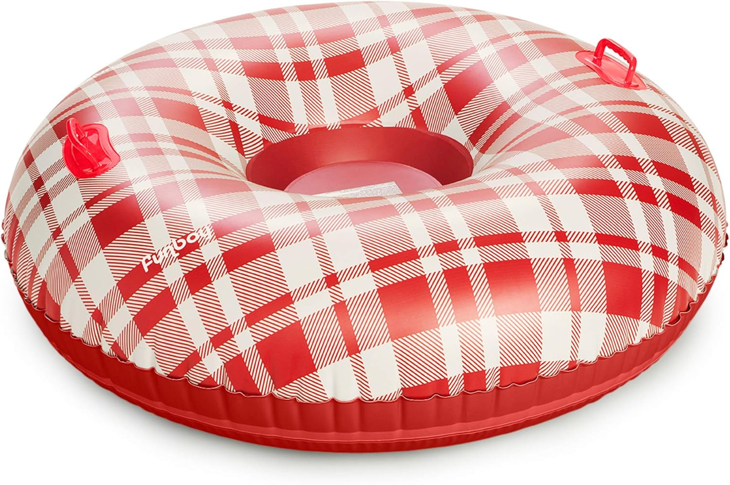 FUNBOY Inflatable Sleigh - Two Person Capacity Winter Snow Sled with Handles, Pull Rope, Rubber Base Tracks, Silver, Single