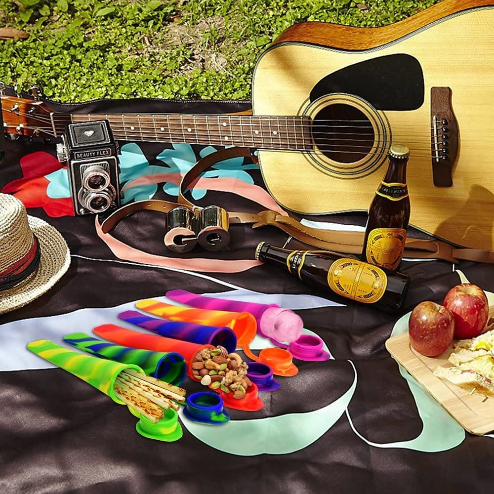 Worldtree Silicone Ice Pop Molds Set of 6, Mold Colored Rainbow Swirl Ice Popsicle Mold Maker with Attached Lids. (Asorted Color) image number 1