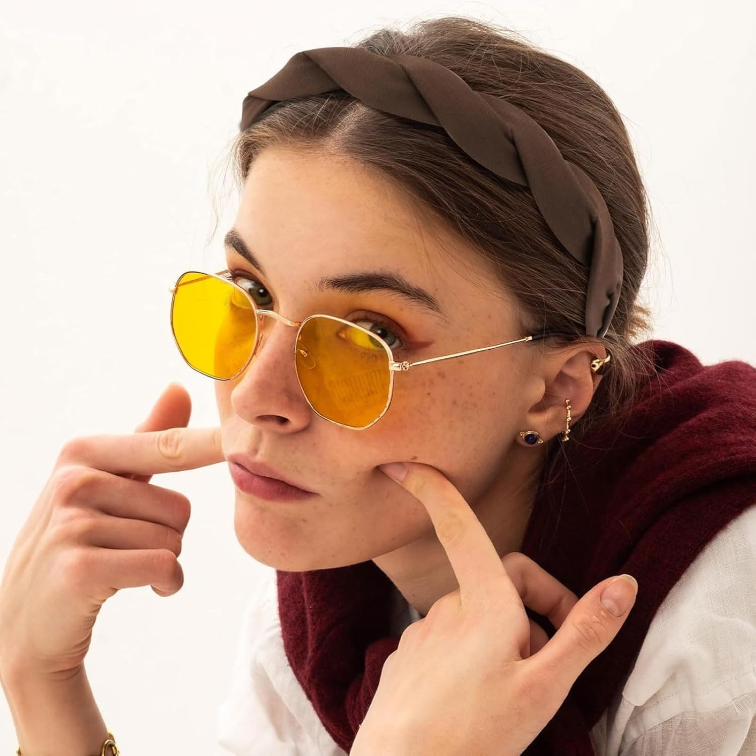 Nayyana 3 Pieces Fashion Solid Headbands for Women and Girls, Wide Braided Headband, Fabric Hair Bands with Tooth, 3Cm Non-Slip Headband Accessories, Coffee Color image number 6