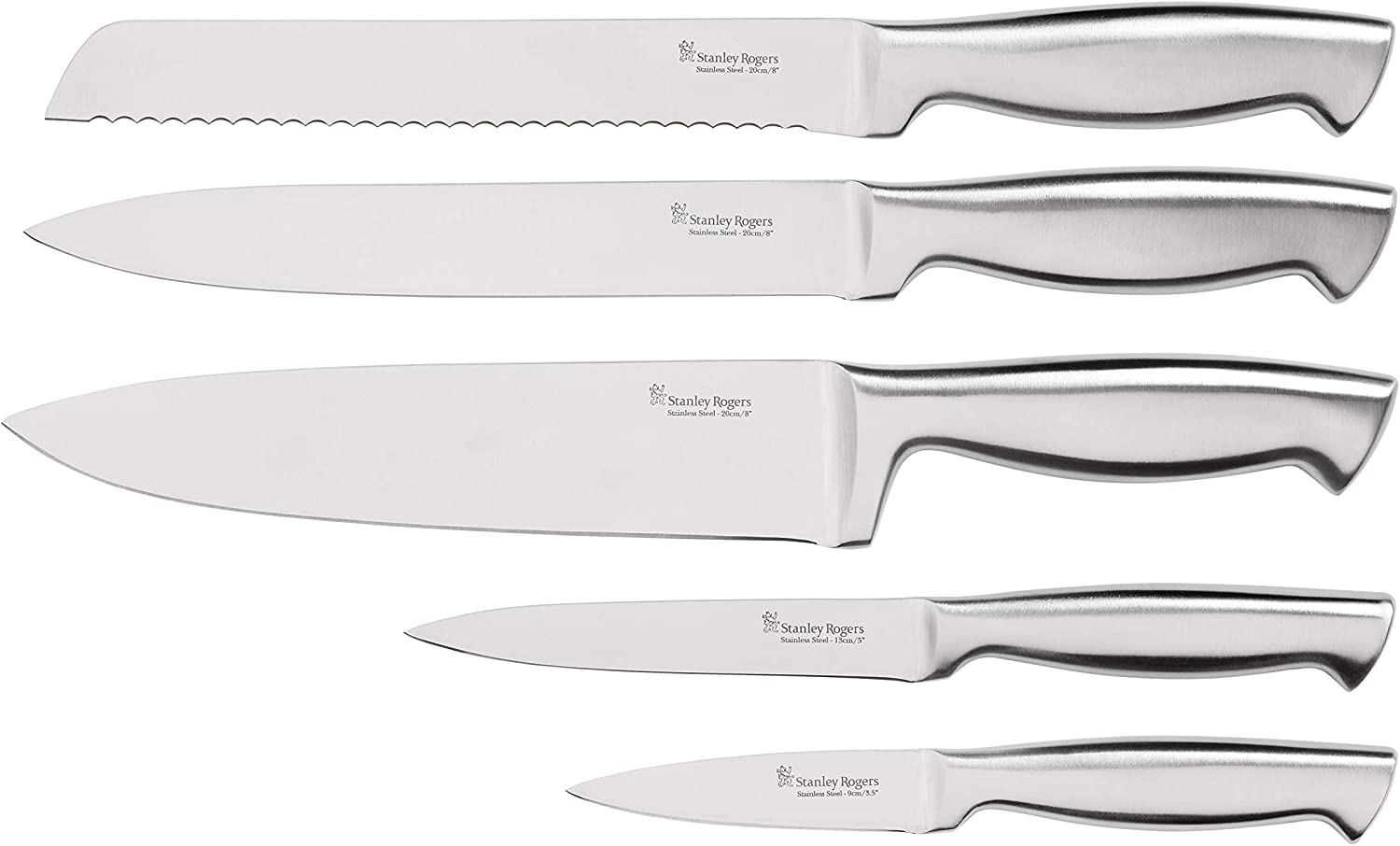 Stanley Rogers Black Acacia Knife Block Set 6 Piece &ndash; Stainless Steel Kitchen Knife Set with Cook&rsquo;S, Bread, Carving, Utility and Paring Knives &ndash; Premium Kitchen Accessories and Storage Solution