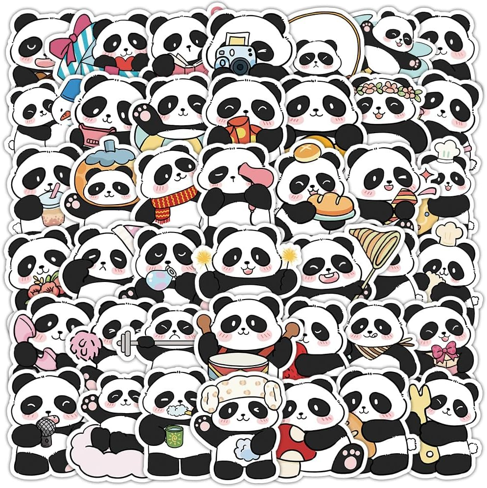50PCS Panda Decoration Vinyl Decals Waterproof Stickers for Water Bottles Skateboard Luggage Laptop Motorcycle Bicycle Car image number 3