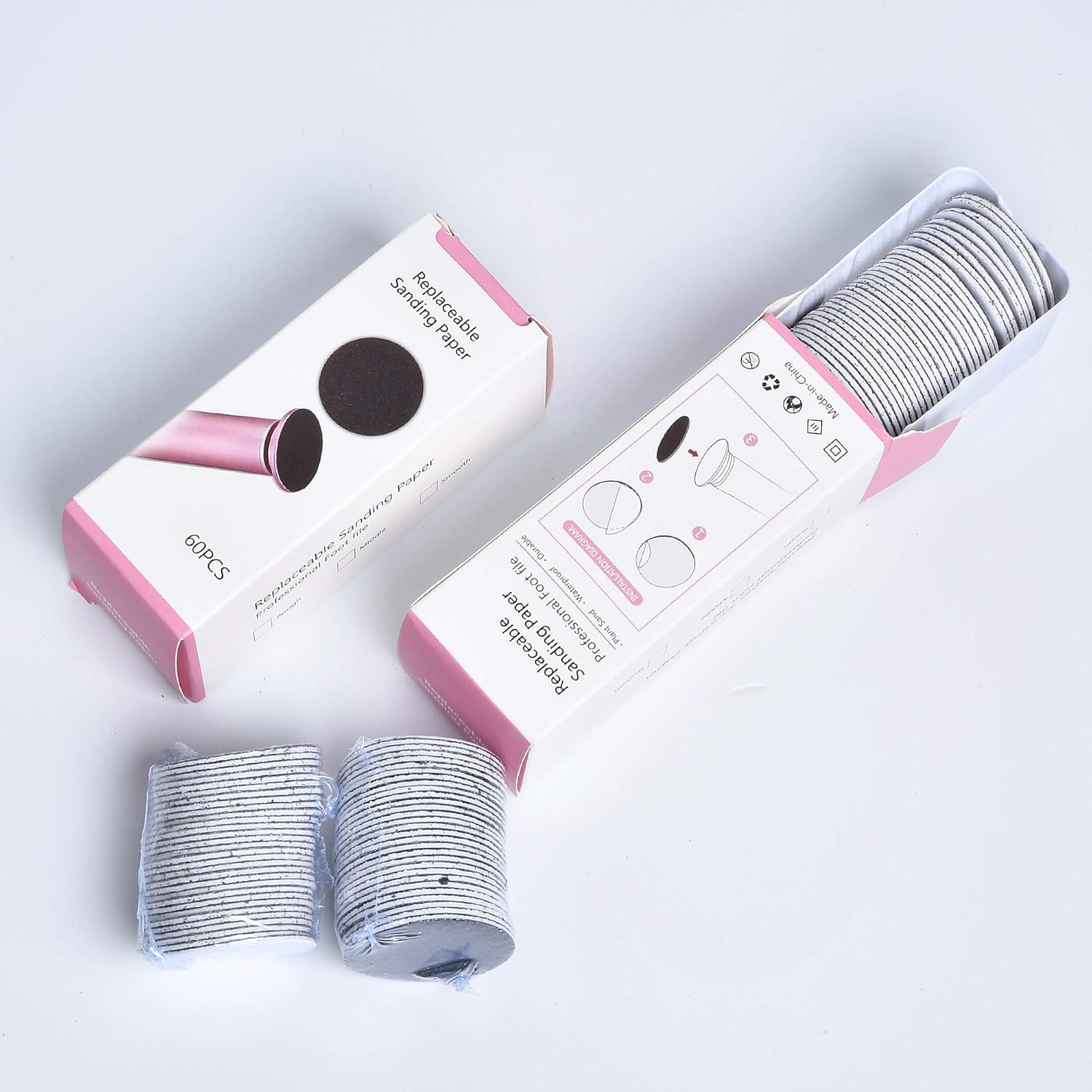 Akamino 120 Pieces Replacement Sandpaper Discs for Electric Foot File - Professional Callus Remover Tool Sandpaper Pad for Men Women Dead Cracked Hard Skin Calluses