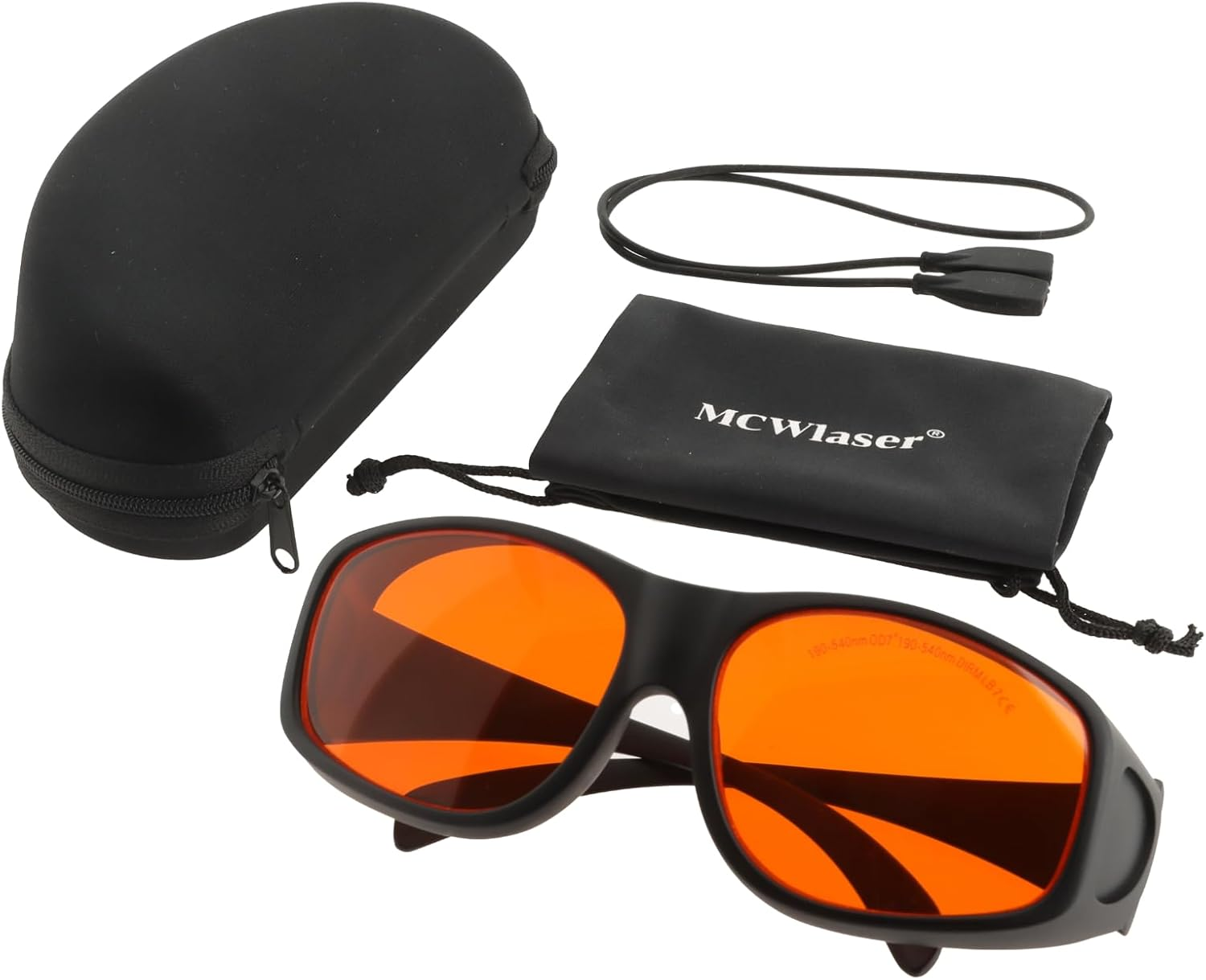 Mcwlaser 190-540Nm Laser Safety Glasses Goggles OD7+ for UV Light Violet Blue Green Laser 405Nm 445Nm 450Nm 473Nm 532Nm Absorption Type EP-3 Style 9