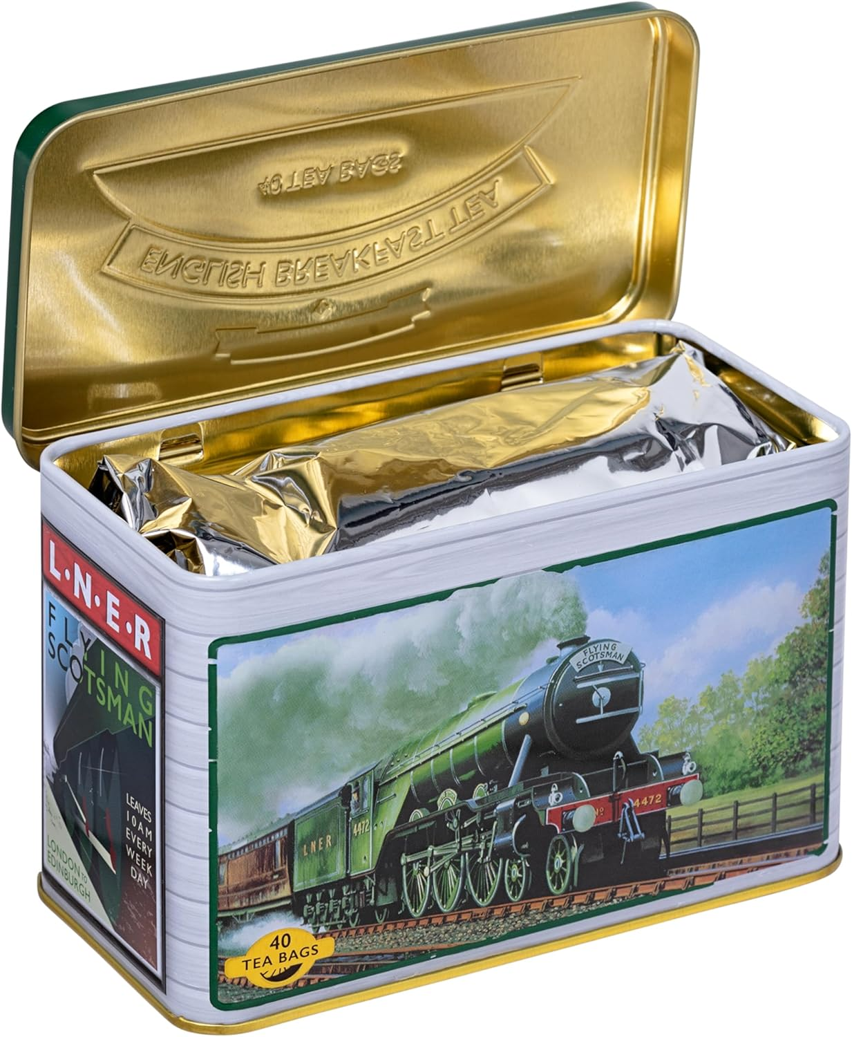 New English Teas Flying Scotsman Tea Caddy with 40 English Breakfast Teabags for Train Enthusiasts image number 4