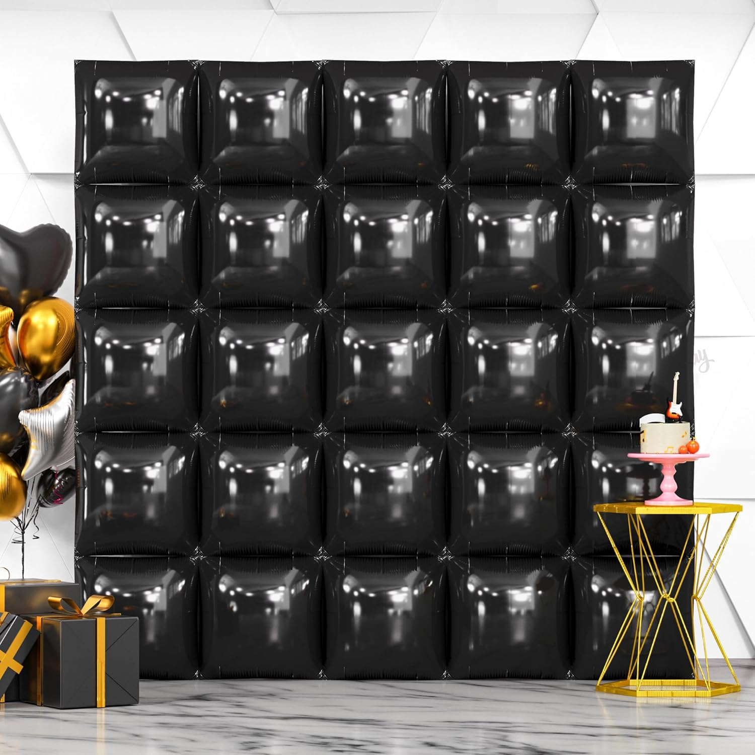 Hot Magenta Pink Square Foil Balloons Wall Backdrop 25PCS Double Sided Metallic Pink Balloons Arch Kit for Girl Anniversary Bachelorette Birthday Engagement Bridal Baby Shower Party Decorations