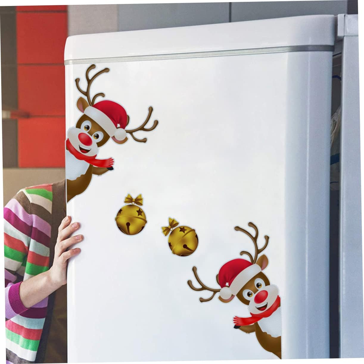 Elk Bell Refrigerator Magnet Christmas Decorations Indoor Car Decorative Stickers Vehicle Decorative Decals Xmas Party Decor