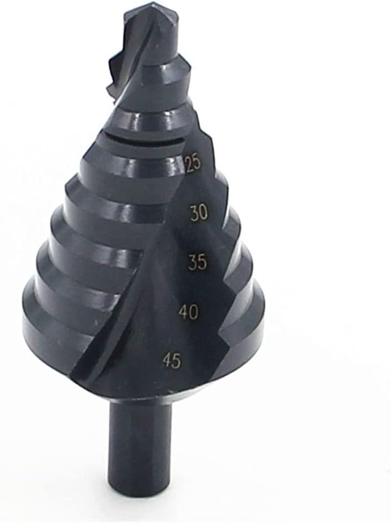 ZONADA Spiral Nitriding Step Drill Bit Titanium Plated Multi Hole Cutter 10Mm-45Mm Total 8 Step Sizes Hole Cutting, Enlarge, Metal Sheet, PCV, Woodworking image number 5