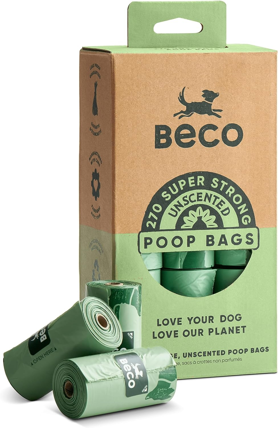 Beco Dog Travel & Hygiene Unscented Dog Poop Bags 270Pk Made from Recycled Plastic image number 5