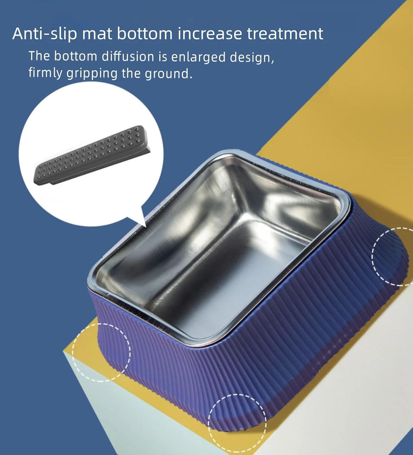 Square Stainless Steel Dog Water Bowl with Non-Slip Rubber Strips, Small Dog Feeding Bowl, Pet Bowls for Cats image number 2