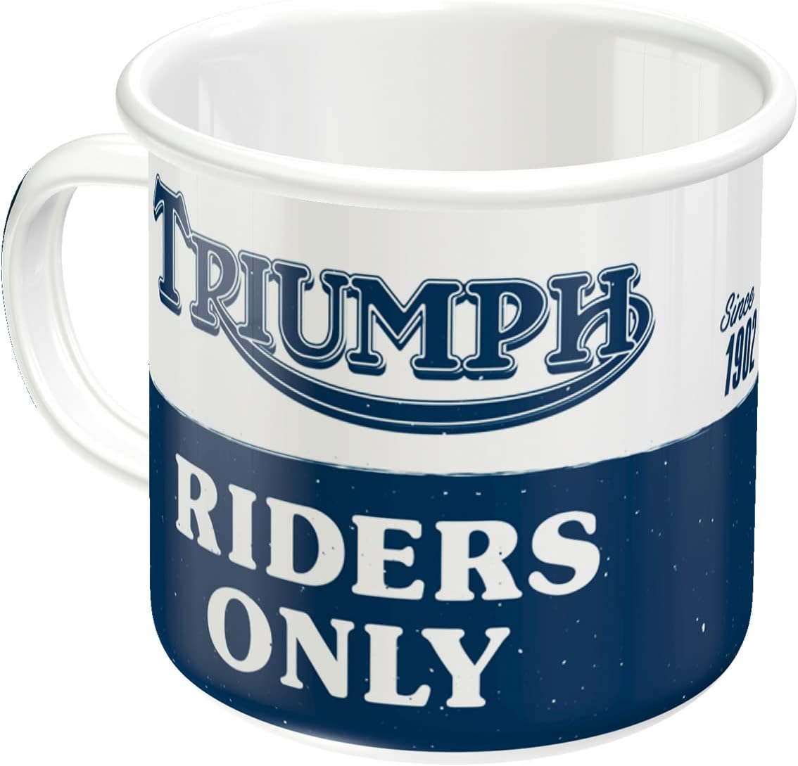 Nostalgic-Art Retro Enamel Mug 360Ml Triumph - Riders Only - Gift Idea for Bikers Camping Mug Vintage Design image number 1