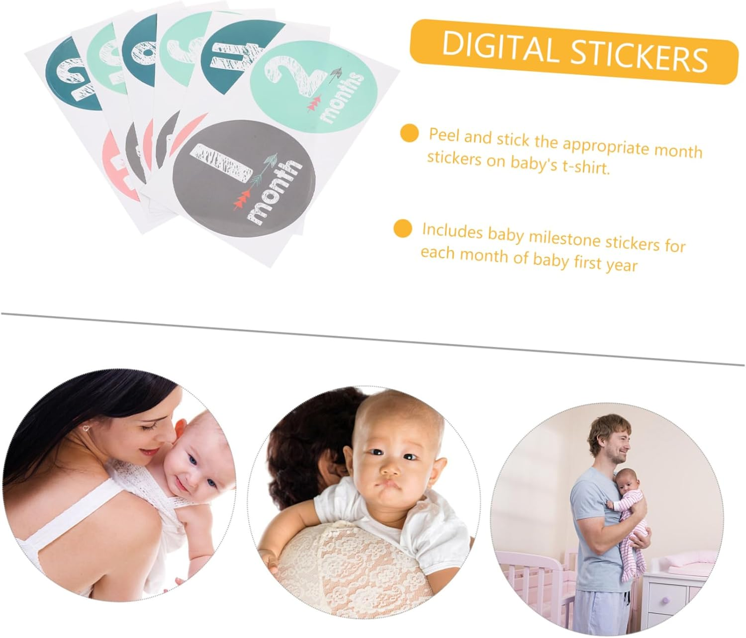INOOMP Monthly Milestone Stickers Newborn Milestone Stickers for Girl Month Shower for Newborn image number 5
