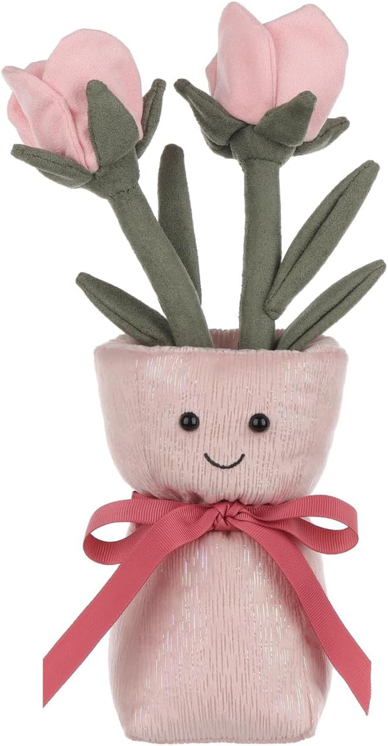 Apricot Lamb Rose Vase-Pink Stuffed Animals for Kids, Soft Cute Plush Toys for Baby Girl and Boy, Fluffy Rose Vase-Pink 11.9 Inches image number 1