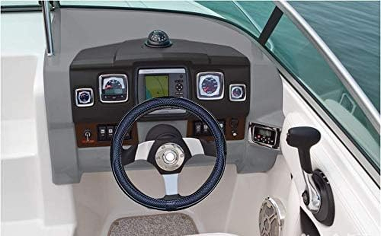 Boat Steering Wheel Cover Microfiber Leather 13-13.5 Inch (Black) image number 1