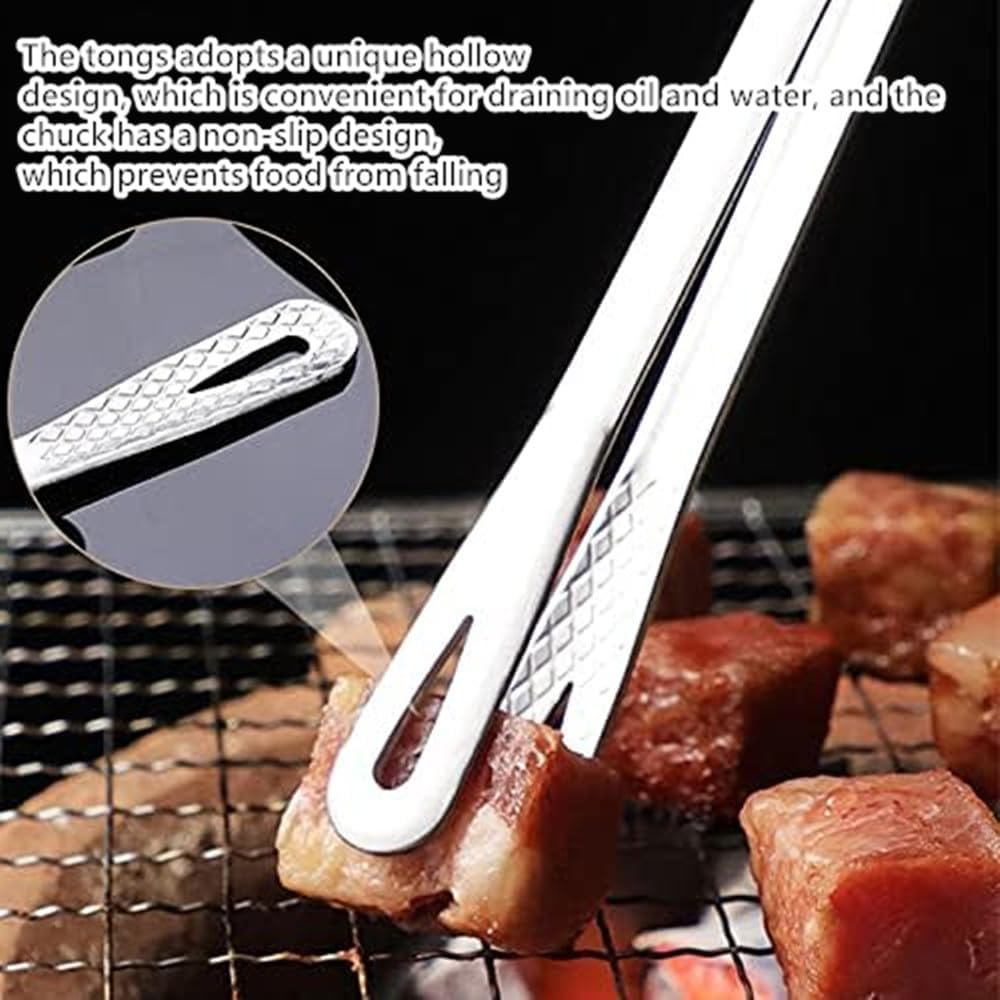 Stainless Steel Kitchen Tongs ，Stainless Steel Grill Tongs Kitchen Food Tongs Tweezers Cooking Clamp Tool for Salad Fish Steak Barbecue Buffet Meat（5 Pcs ） image number 4