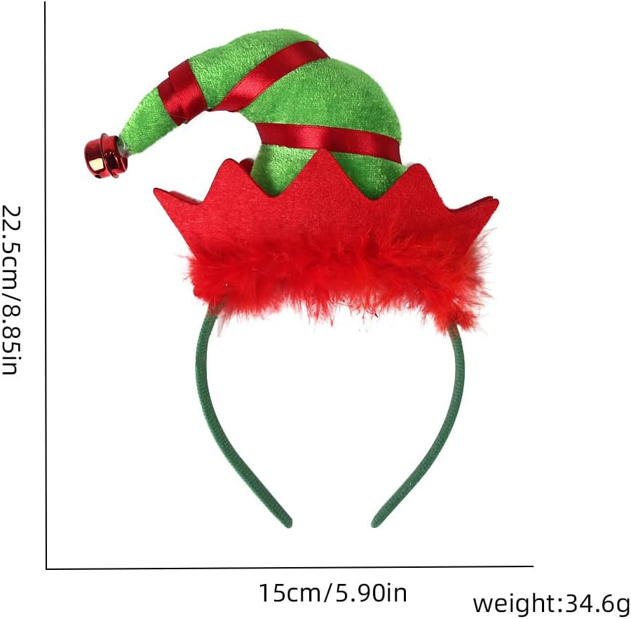 Christmas Plush Headbands Xmas Bell Hat Hair Hoops Headwear Best Christmas Costume for Carnival Party image number 1