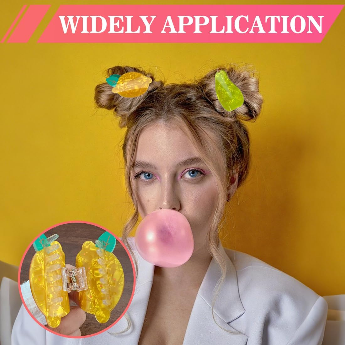 GXGM Set of 2 Fruit Hair Clips Lemon and Pear Shape, Summer Hair Clips for Girls, Cute Design, Suitable for Pool, Travel, Shower, Party, Date image number 4