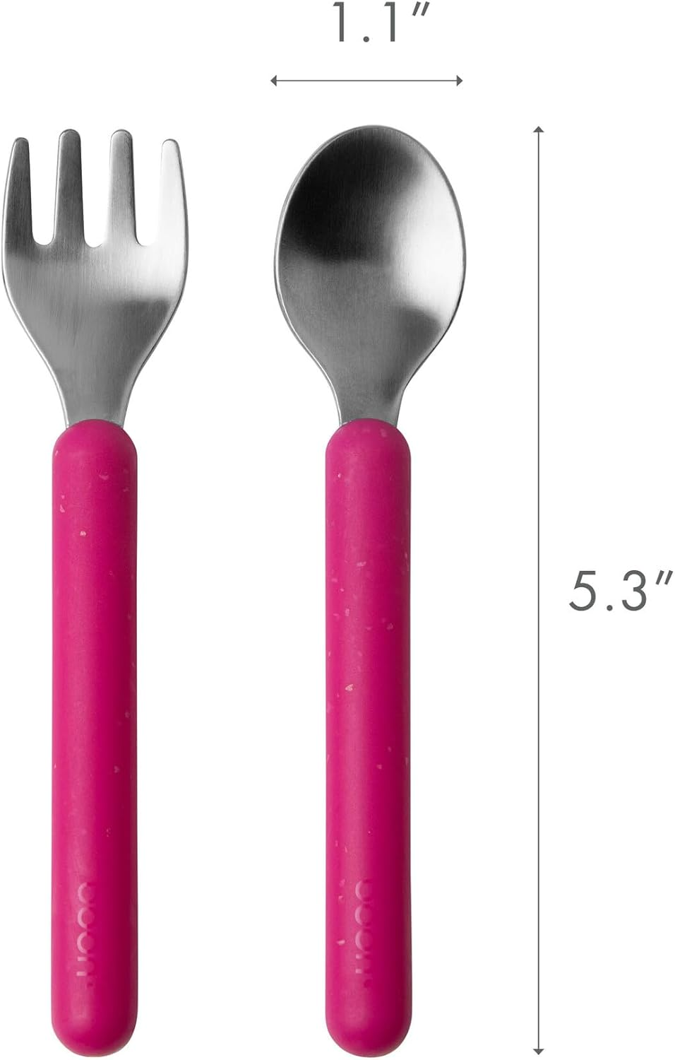 Boon Chow Toddler Stainless Steel Utensils Spoon and Fork 6-Piece Set, Pink image number 2