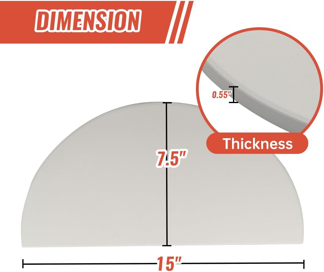 15 Inch Half Moon Ceramic Heat Deflector Plates for Kamado Joe Classic I, II, Iii,Big Green Egg Grill Parts, 2-Pack,White image number 2