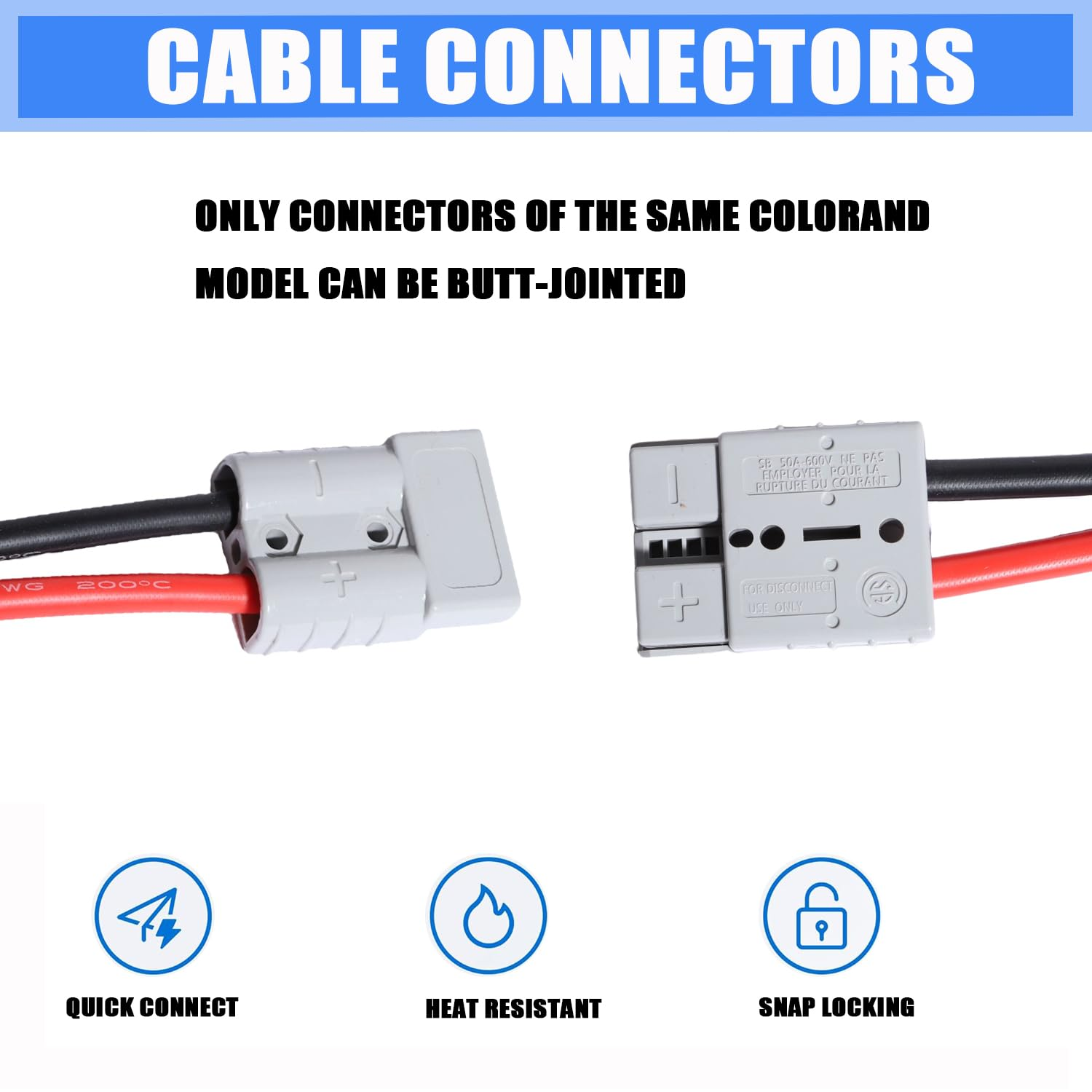 Aikoolwer Anderson Plug Connector Harness Connectors Kit Battery Cables Quick Disconnect Mounting Bracket for Winch Trailer Rv Truck Wiring image number 1
