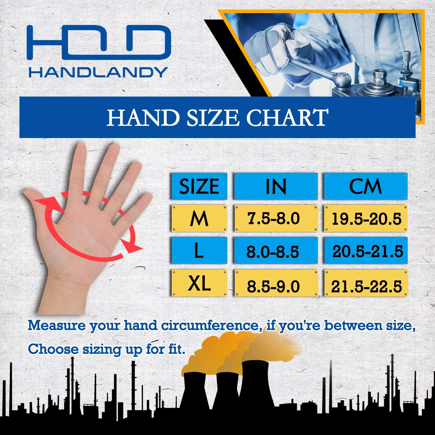 HANDLANDY Heavy Duty Work Gloves Men, Touchscreen TPR Impact Reducing Work Gloves, Non-Slip Breathable Mechanics Gloves (Medium) image number 4