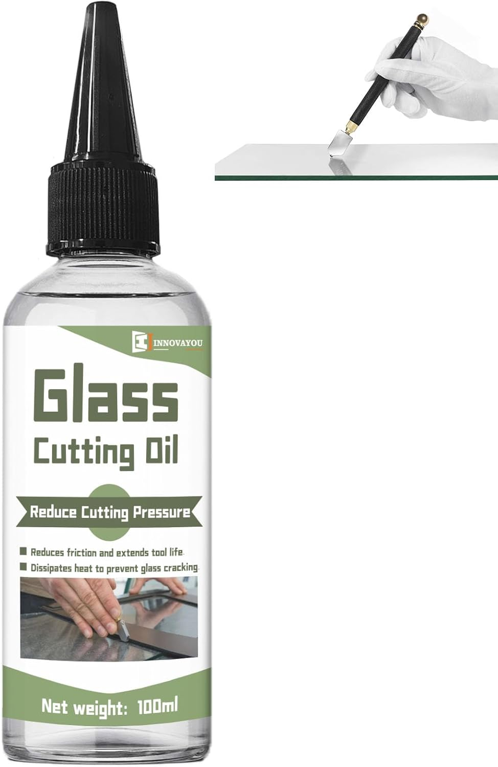 WAN2TLK Glass Cutting Oil 100Ml, Suitable for All Glass Cutting Tools, Glass Cutter Oil Is Used for Cutting Glass, Glass Bottles, Stained Glass, Tiles and Mirrors image number 3