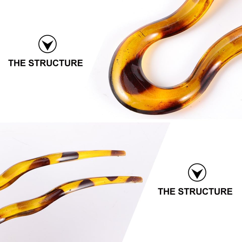 3Pcs U-Shaped Resin Hairpin Clips for Women Unique Design for Long Thick Hair Stylish Hair Accessories for All Types and Colors for Various Occasions image number 2