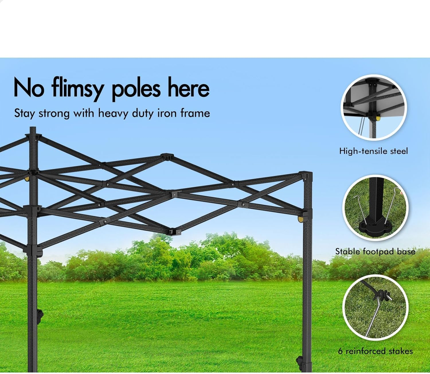 ALFORDSON Gazebo Marquee 3 X 6M High Adjustable with Pegs & Ropes, Easy Set-Up Canopy with 600D Fabric Roof and Carry Bag, Camping Shelter Shade with Steel Frame for Wedding Party Pavilion, Blue image number 3