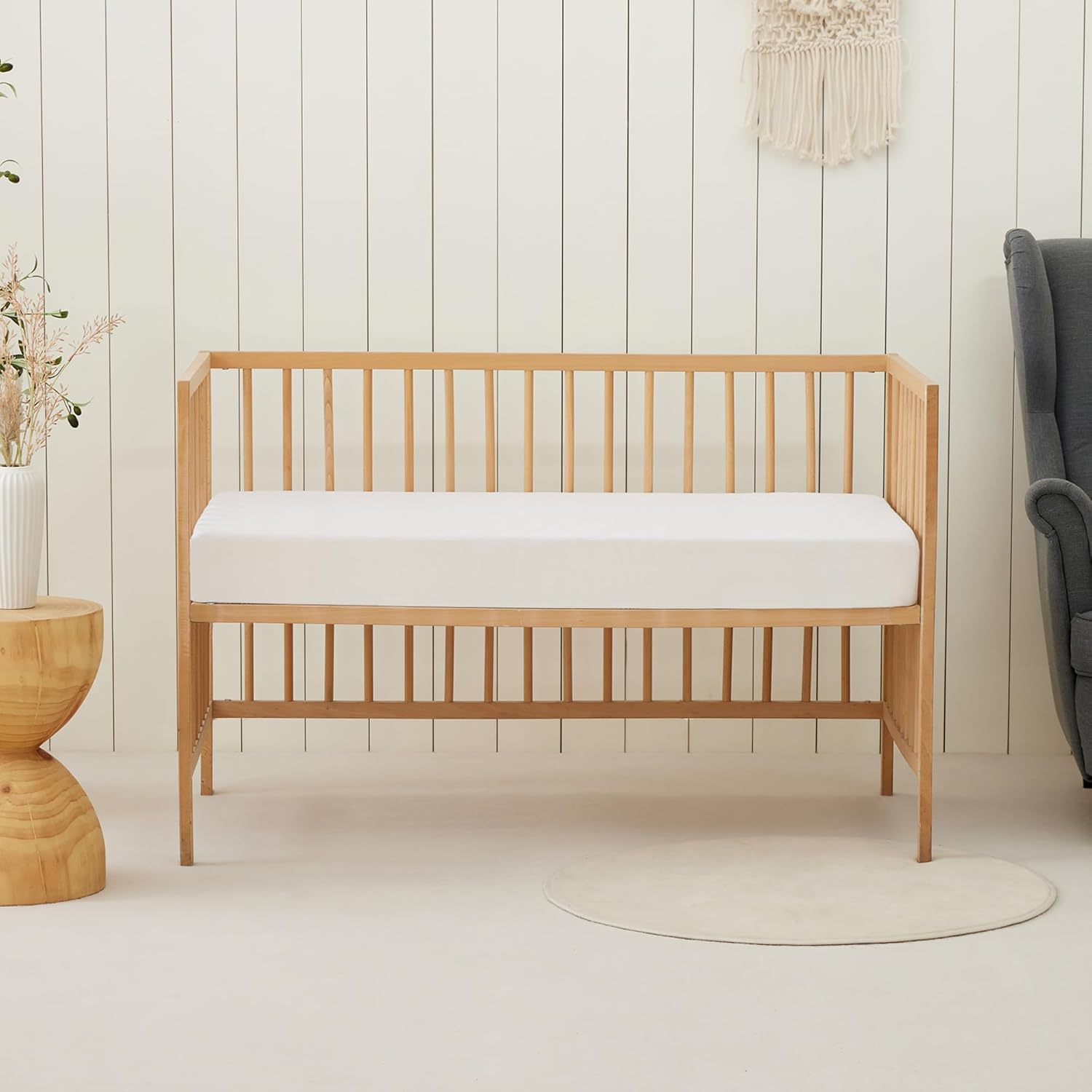 Dreamaker 150GSM Bamboo Terry Cot Waterproof Mattress Protector Comfortable Breathable Cover Natural Bamboo Helps to Regulate Temperature and Absorbs Moisture | Elastic Fitted White - Standard Cot image number 4