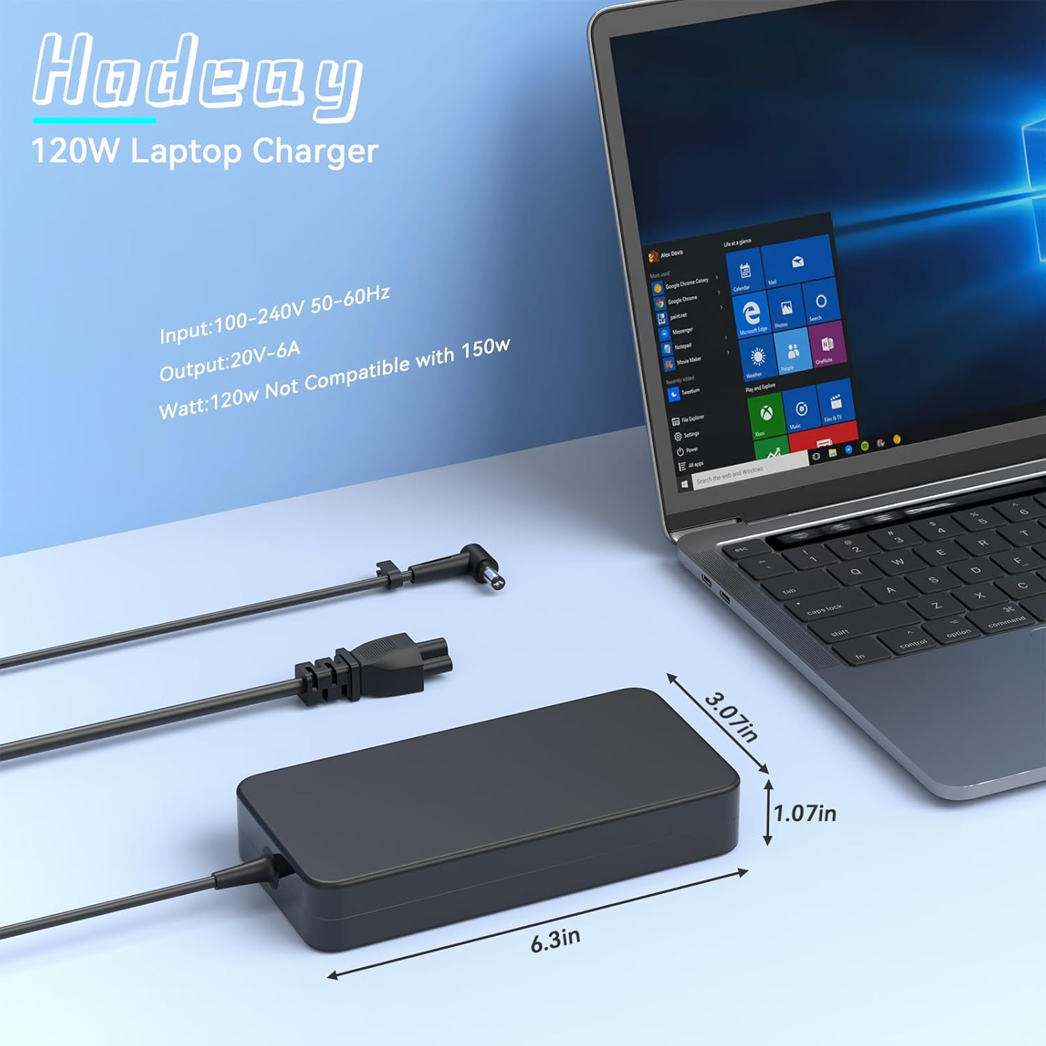 120W 6A Charger Compatible with Asus NUC 10 11 12 13 14 15 Pro Kit Mini PC Nuc13Vyki7 ROG Swift PG279QM ROG Strix XG349C Gaming VG289Q VG32U Monitor