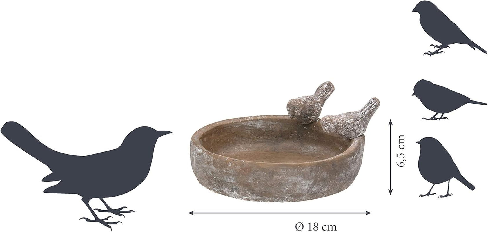 Dobar&reg; Classic Bird Bath Pool Oasis - Bird Bath Made of Cement - Bird Pool for Wild Birds - Water Bath for Garden/Patio/Balcony - Diameter 18 Cm - Grey image number 1