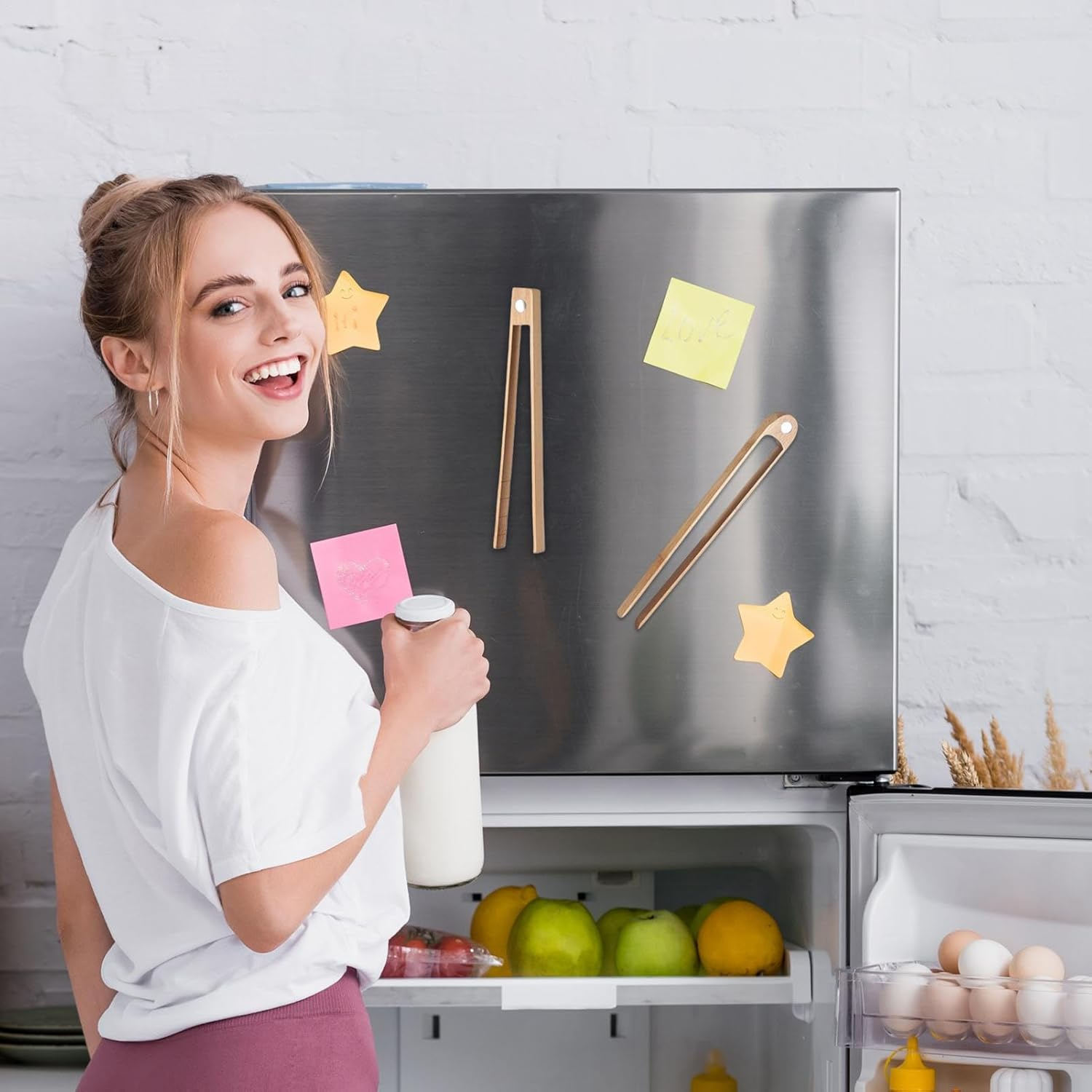 Wooden Thong - Toaster Tongs | Bread Toaster with Magnet | 8.7" Magnetic Toaster Tain | 2X Multi-Purpose Reusable Wooden Tong for Beef image number 4