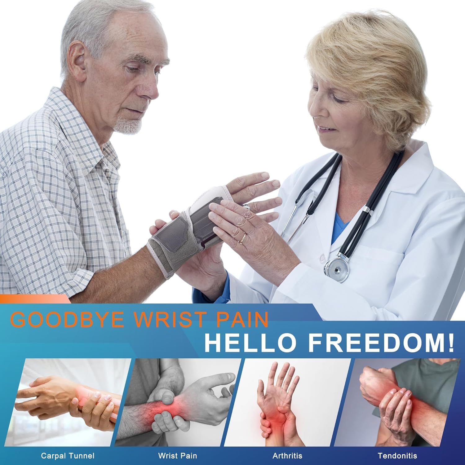 Wrist Brace for Carpal Tunnel, Adjustable Night Wrist Support Brace with Splints Right Hand, Hand Support for Arthritis, Tendonitis, Sprain, Injuries, Wrist Pain, Men Women (Right Hand-Grey) image number 3