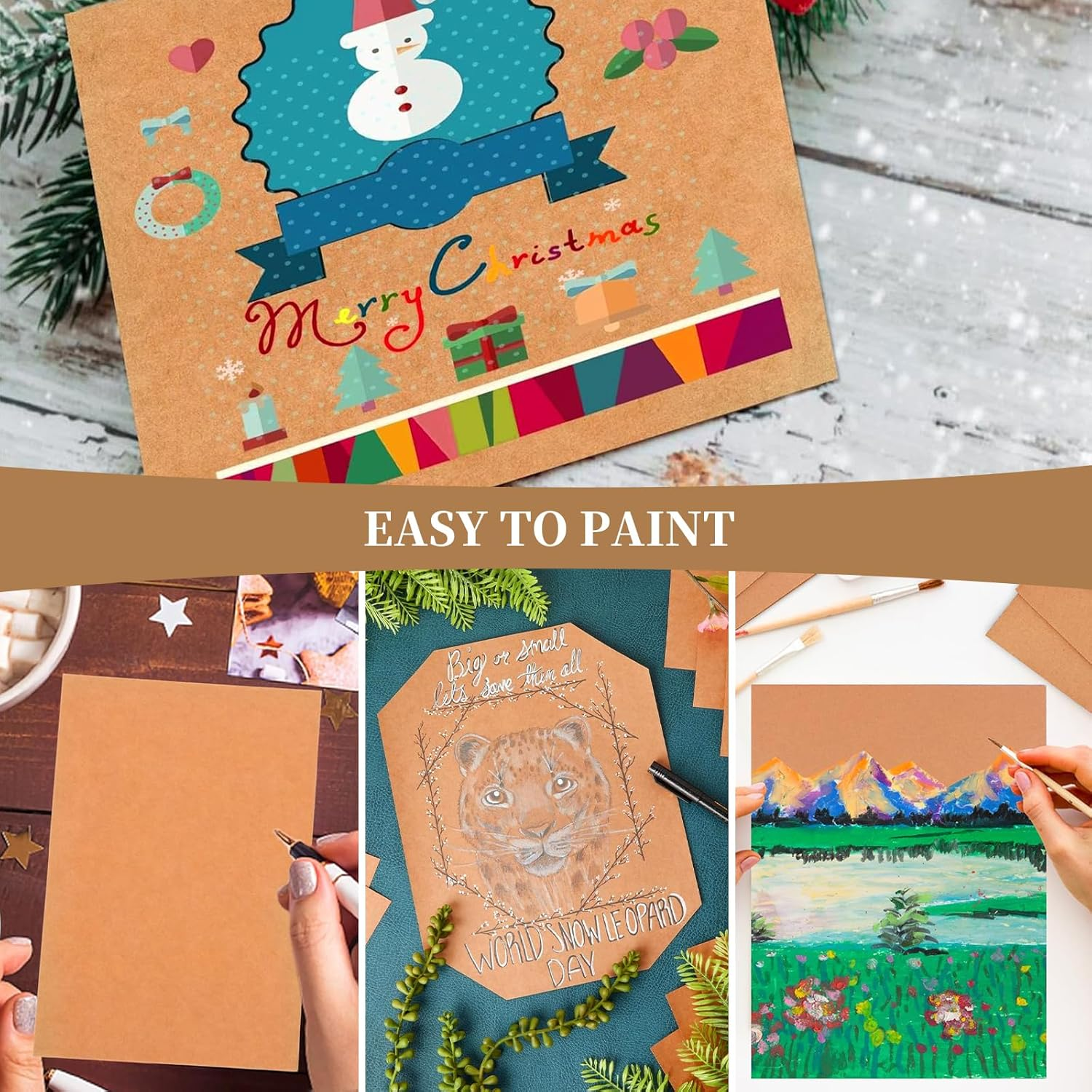 Kraft Cardstocks, A4 Art Cover Paper for DIY Project Crafts Cardstock Paper, Thick 250Gsm Cardstock for Printing Drawing Invitation Making, Cardstock Compatible with Laser & Inkjet Printer (30 Sheets) image number 6