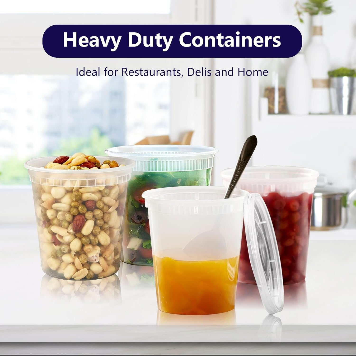 240-Pack 24 Oz Plastic Deli Containers with Lids - Leakproof, Bpa-Free Food Storage Containers with Lids - Microwave, Freezer & Dishwasher Safe - Ideal for Restaurants, Catering, and Large Families image number 1