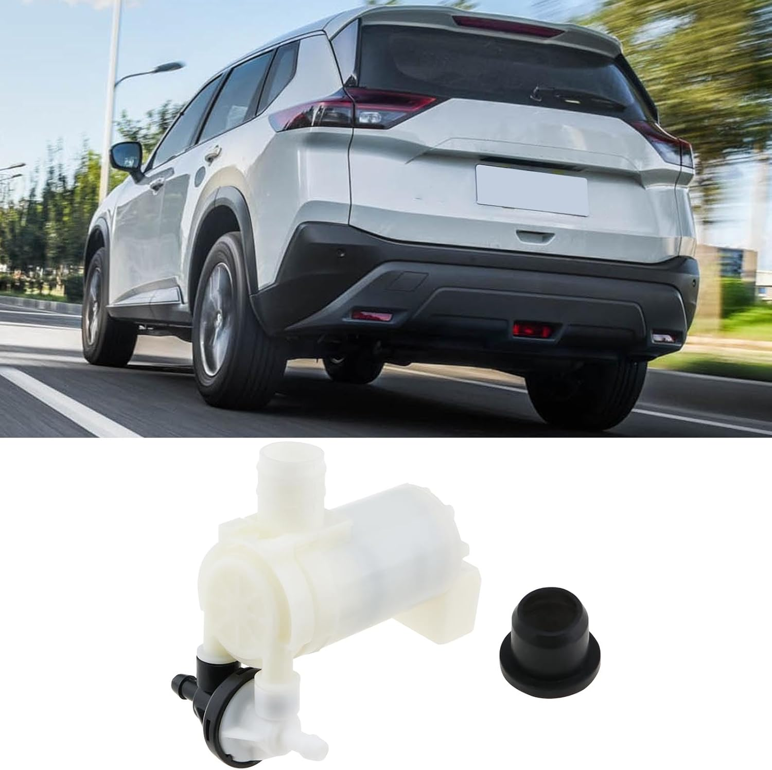 Emagtech Car Windshield Washer Pump with Rubber Ring 28920-CN000 Front Rear Windscreen Washer Pump Replacement Compatible with Nissan X-Trail image number 2