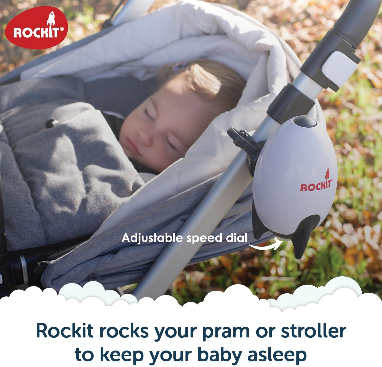 Rockit Rocker Rechargeable - Baby Sleep Aid Gently Rocks Any Stroller or Buggy, Adjustable Speed with 60 Minute Timer - Fits All Pushchairs & Prams to Create a Baby Bouncer image number 5