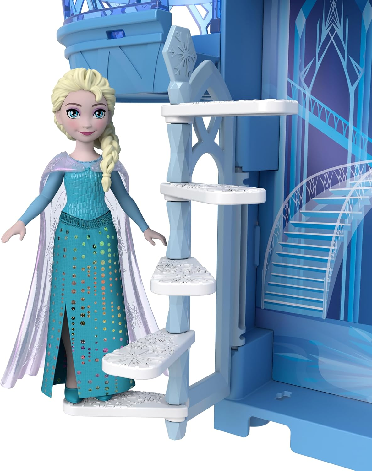 Mattel Disney Frozen Toys, Elsa Stackable Castle Doll House Playset with Small Doll and 8 Pieces, Inspired by the Disney Frozen Movies, Kids Travel Toys and Gifts - Multi-Coloured image number 6