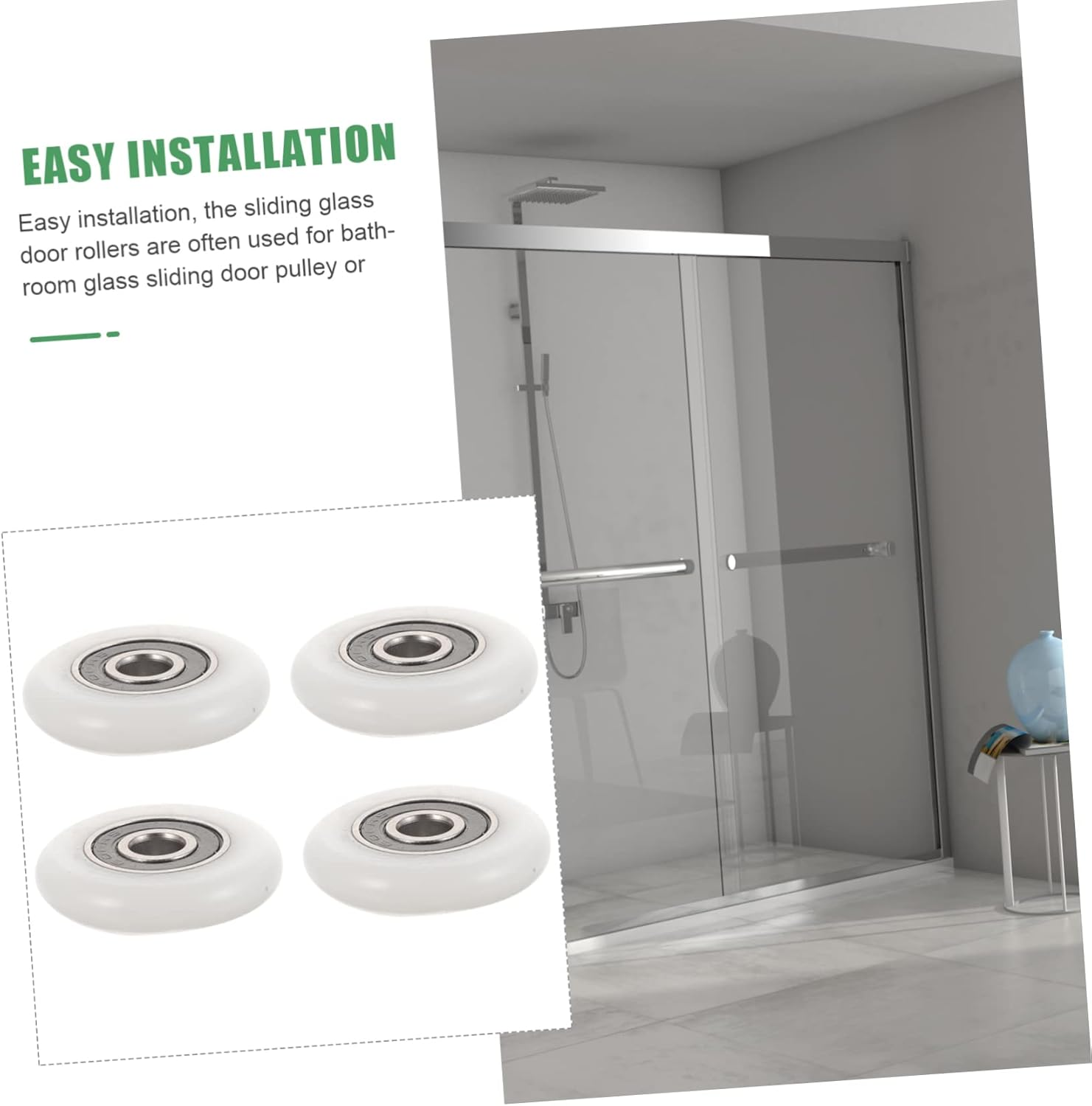 DOITOOL 16Pcs Bathroom Door Rollers for Glass Sliding Door Replacement Shower Runner Pulleys Small Sliding Wheels for Shower image number 4