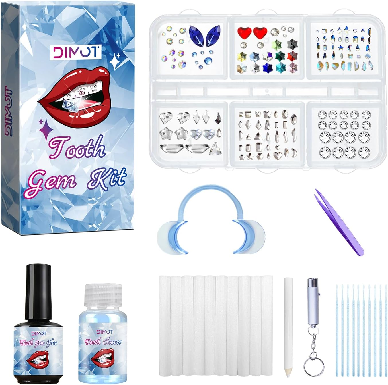 Tooth Gems Kit for Teeth Gems Kit with Light,190 Tooth DIY Gem Kit Tooth Jewelry Gems Kit 2025 New for Man&Women image number 4