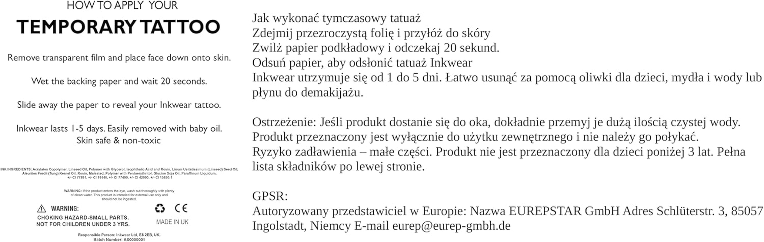 Amy Inspired Temporary Tattoos &ndash; Realistic Rehab Tattoo Sheet for Halloween, Fancy Dress & Festivals &ndash; Skin Safe Fake Tattoos for Adults image number 3