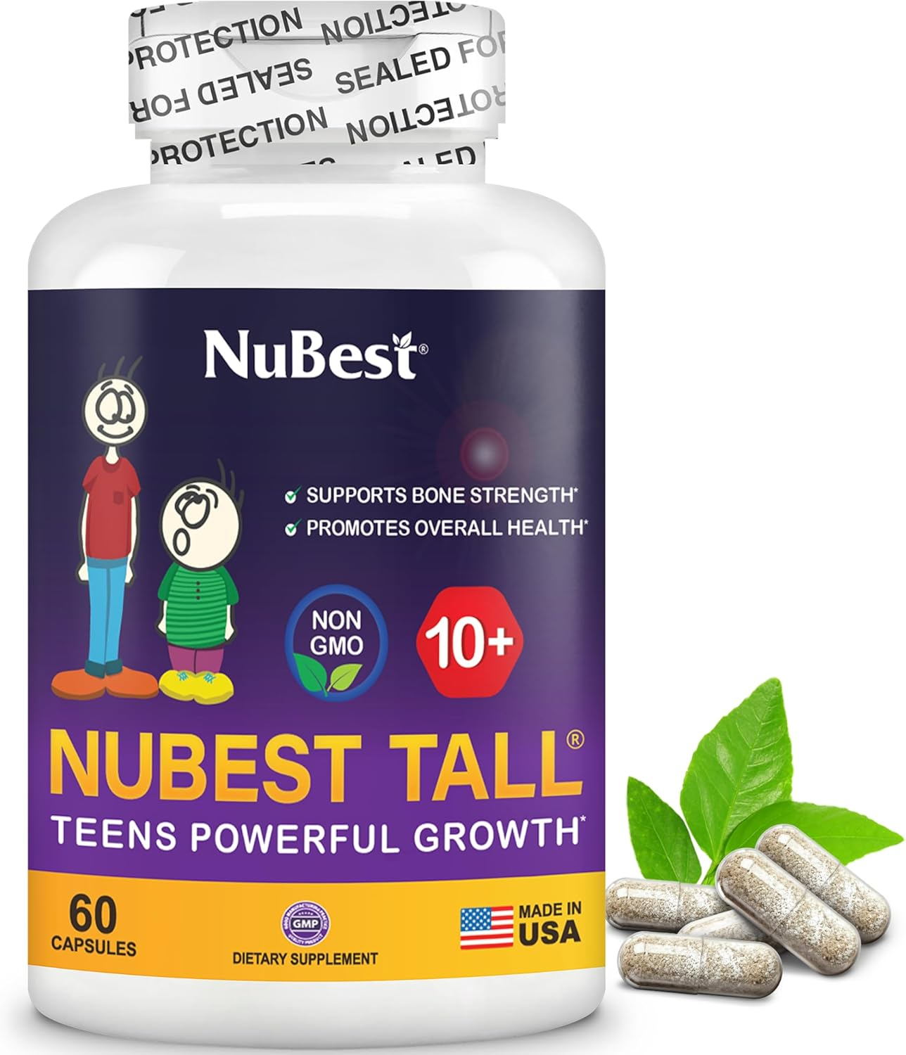 Nubest Tall 10+ - Advanced Bone Growth Formula - Supports Immunity, Healthy Development & Optimal Wellness - 60 Capsules | 1 Month Supply for Children (10+) & Teens Who Drink Milk Daily (Pack of 1) image number 3