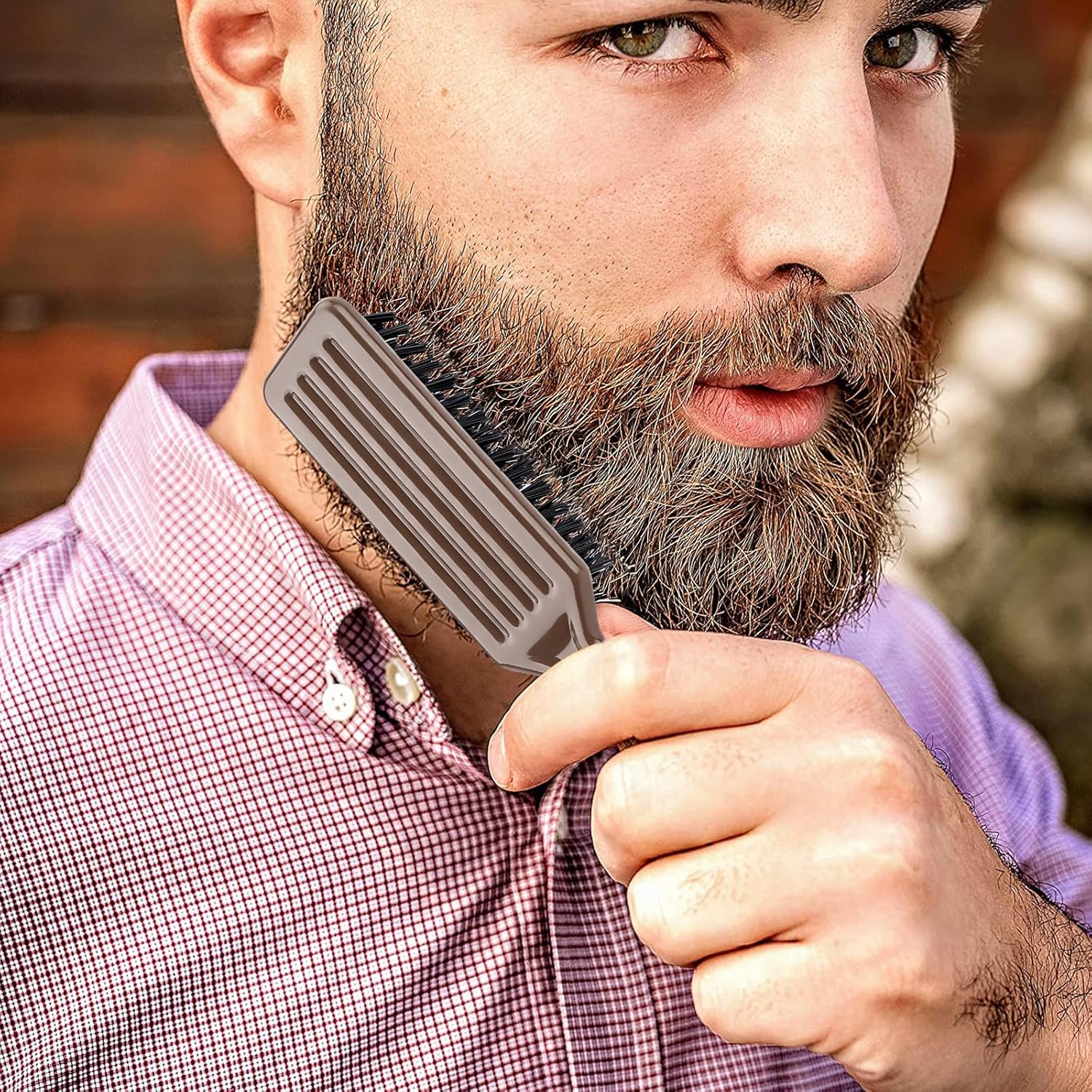 NICEMOVIC 10 Pcs Barber Clipper Cleaning Brush, Barber Accessories Cleaning Supplies, Blade Trimmer Cleaning Mini Brush Bulk Set Duster Manicure Nylon Brush Hair Styling Brush Tool (Black&Brown) image number 2