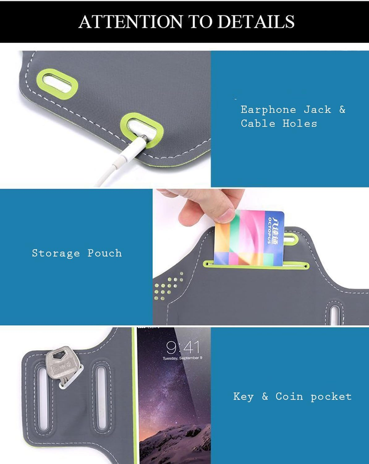 Sports Running Armband Arm Band Phone Holder for Apple Iphone 5 6 6S 7 8 plus SE X XS XR 11 12 13 14 15 16 16E plus Mini Pro Max Strap (Orange) image number 5